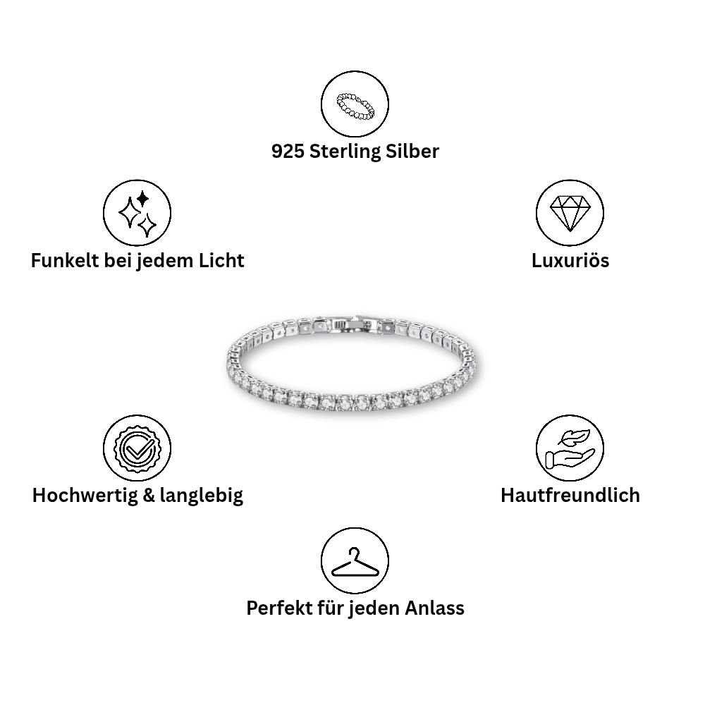 Crystal Line - Funkelndes 925 Sterling Silber Armband